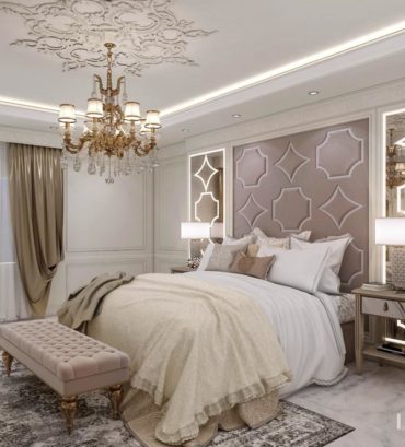 3D Rendering of a soft luxury Master Bedroom
