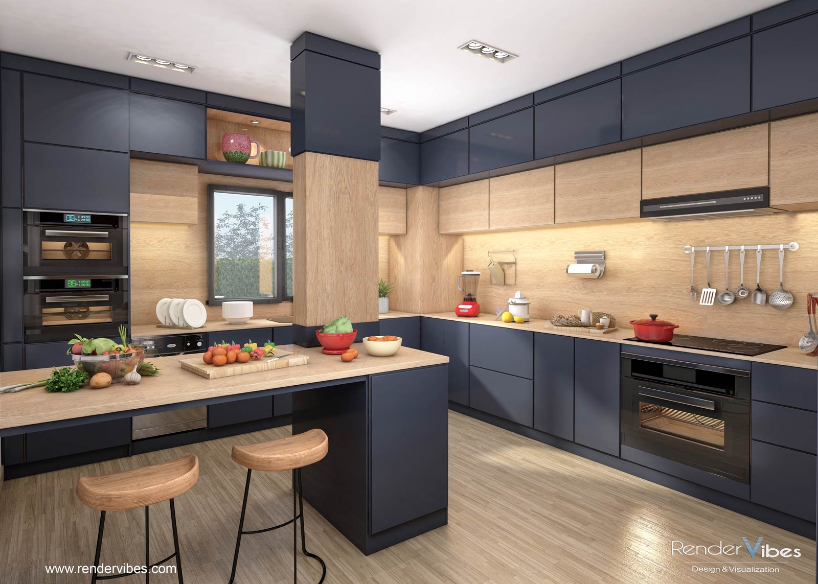 3d kitchen design vs finished design
