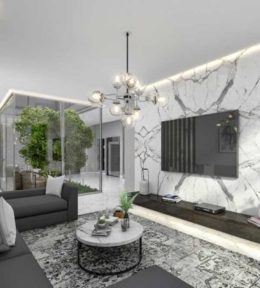 Living room with indoor garden 3D photo-realistic renderings