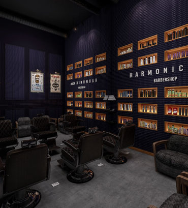 barber shop 3d photorealistic renderings Render Vibes Visualization commercial arch viz architectural visualization