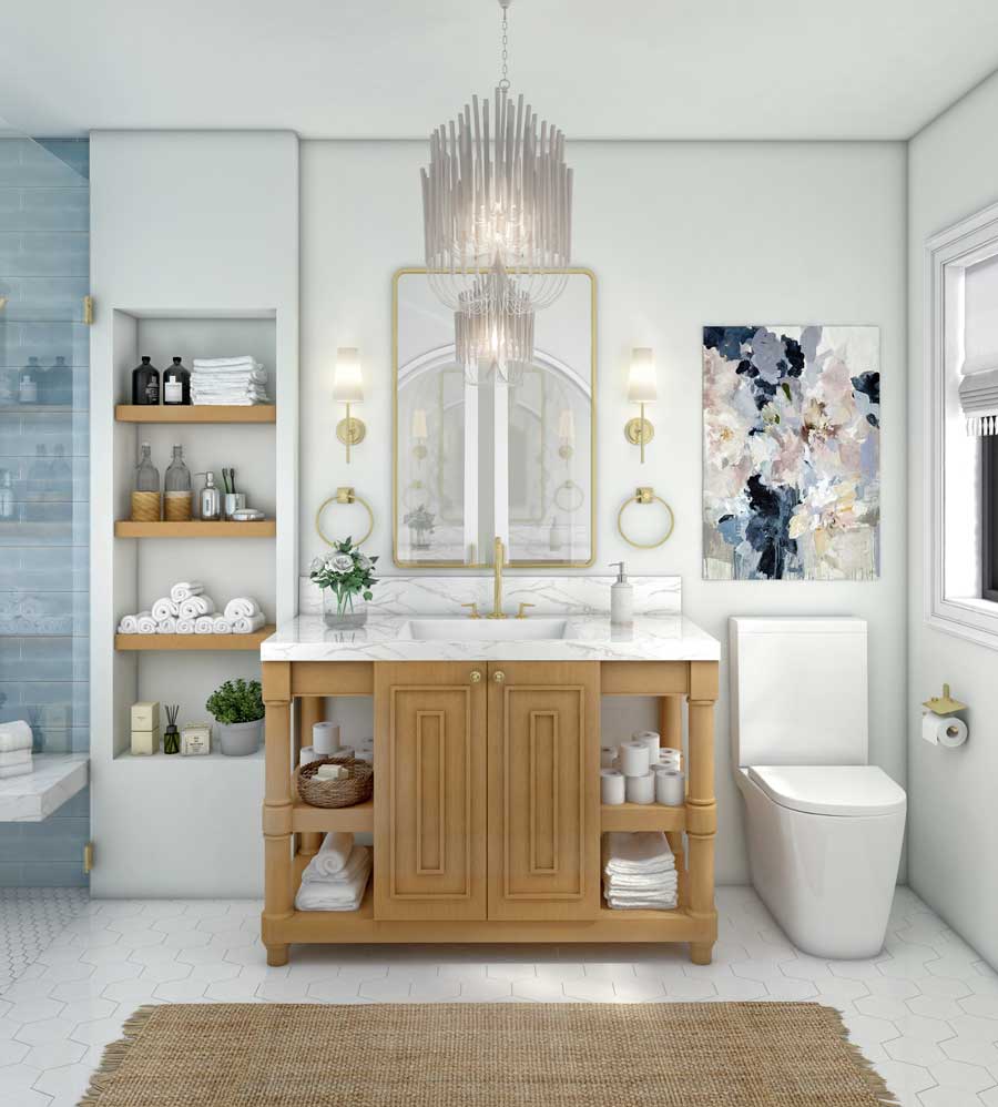 3D renderings of a luxurious bathroom design in Florida, capturing the essence of a coastal retreat.Visualized by Render Vibes Visualization for a client in Florida / USA