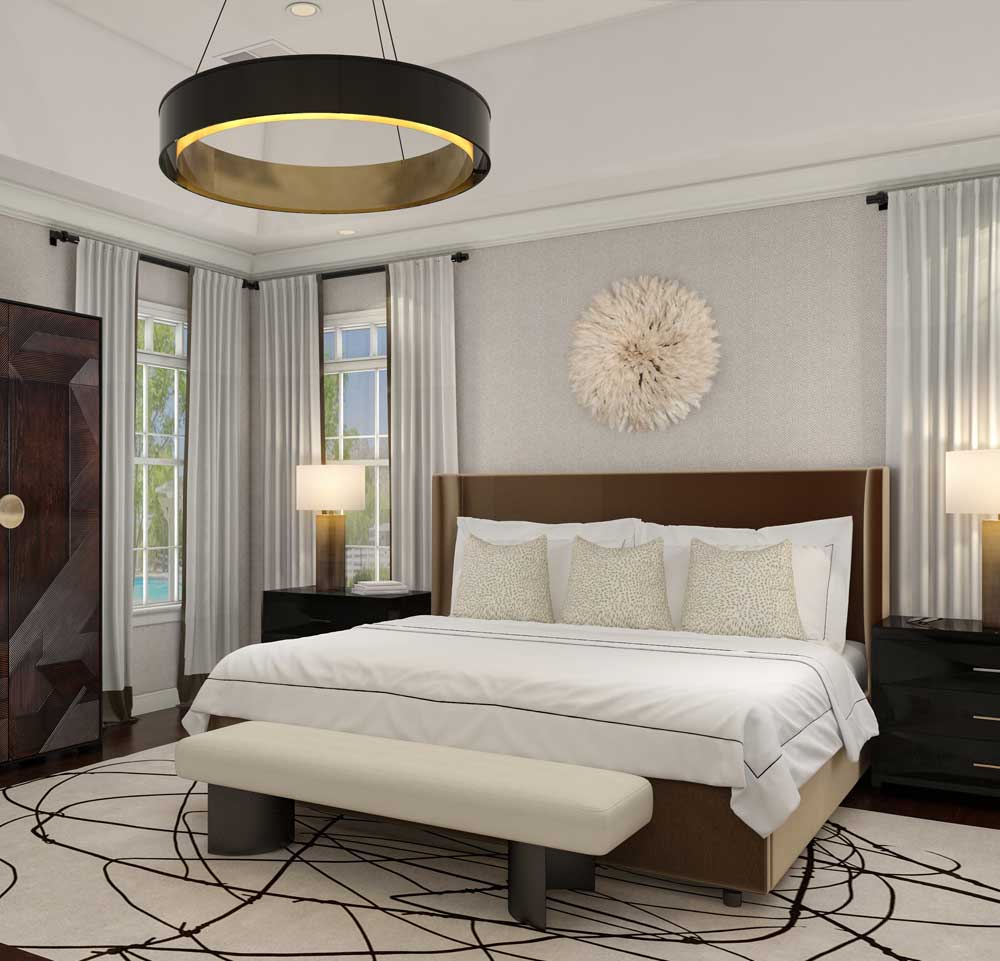 3D Rendering of a Luxurious Primary Bedroom and Sitting Room visualized by Render Vibes Visualization for a client in Washington D.C / USA